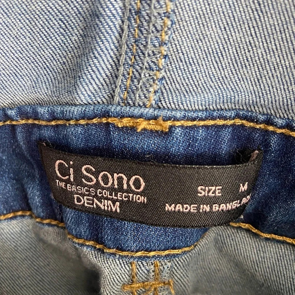 Ci Sono blue denim raw hem slim fit overalls  Sz M - Picture 10 of 13